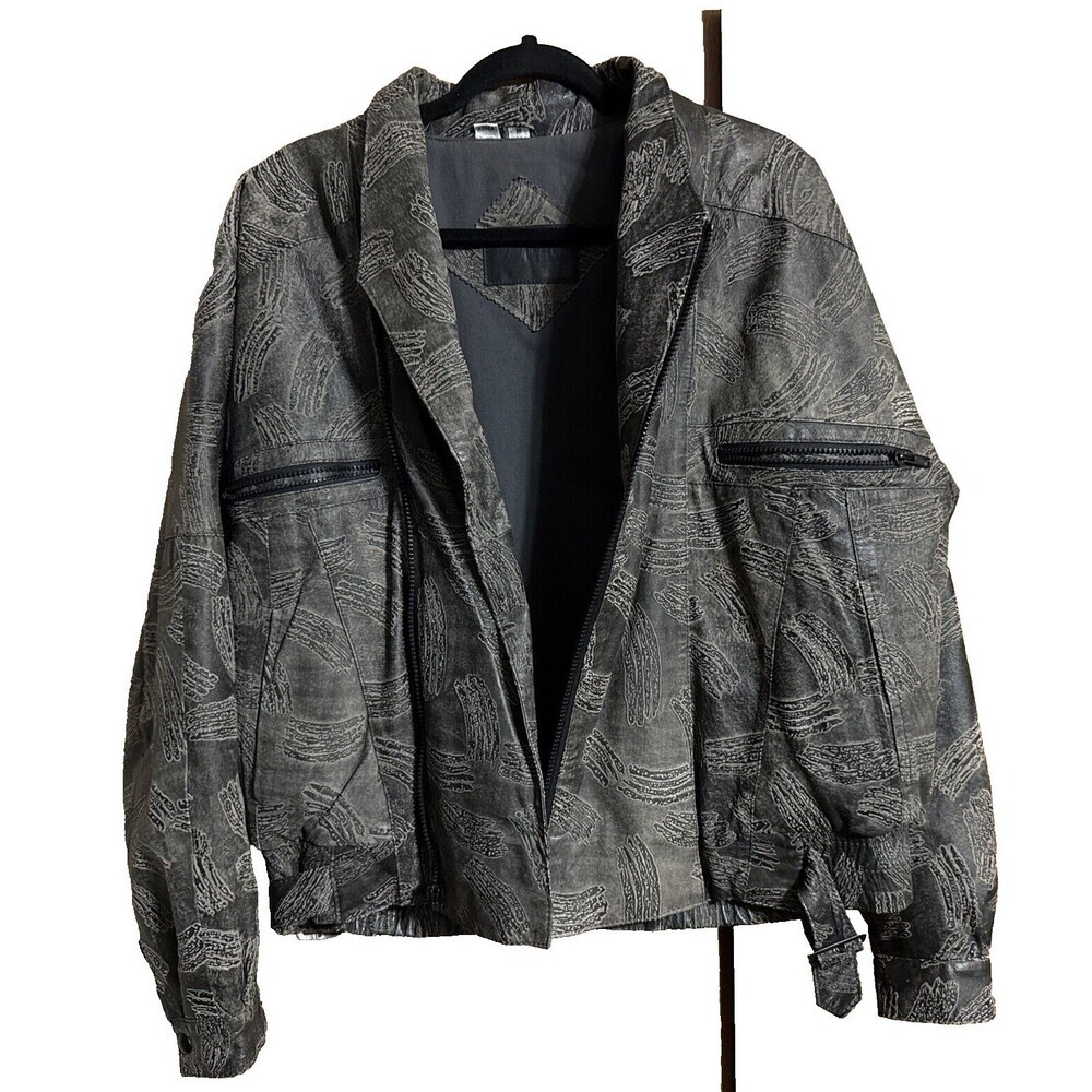 Vintage CHIA Leather Bomber Jacket Men’s Sz M Retro textured One of a kind